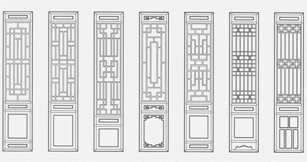 杜集常用中式仿古花窗图案隔断设计图