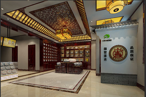 杜集古朴典雅的中式茶叶店大堂设计效果图